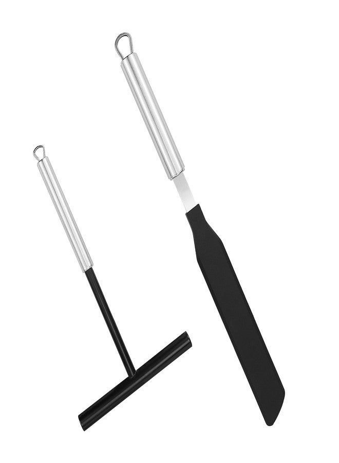 LCJAOF Crepe Spreader and Spatula Set - 2Pcs Stainless Steel T-Shaped Crepe Maker Tool with Nylon Handle, Even Thickness Distribution, Hanging Hole for Easy Storage for Baking and Cooking - Image 1